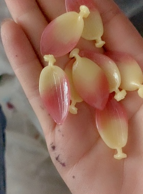 老料器古风汉服簪花瓣荷花黄粉20片H-49