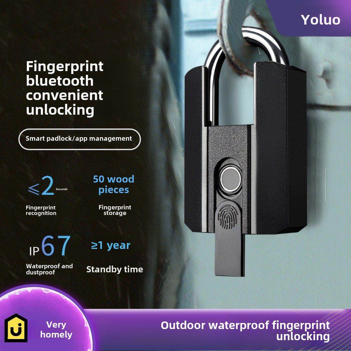 户外防水指纹挂锁智能遥控防盗门锁大庭院仓库带钥匙数字大锁