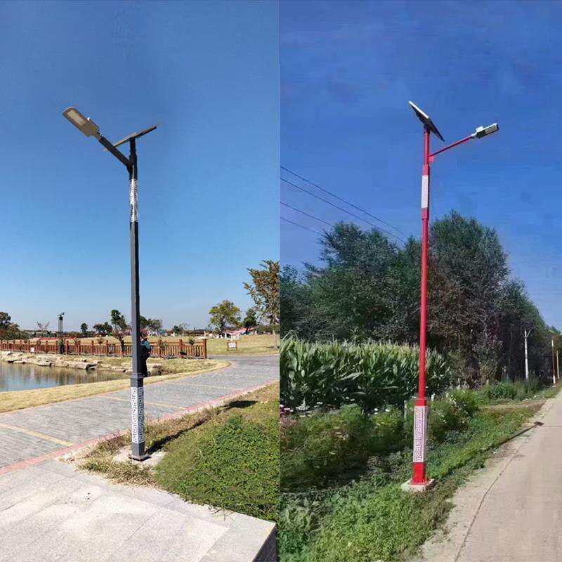 户外6米农村太阳能路灯LED厂家厂区市政特色中国红色太阳能路灯