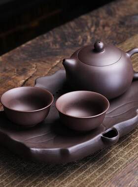 宜兴杯纯手工干泡盘小紫砂壶茶具套组单个人专用旅行壶承礼盒茶杯