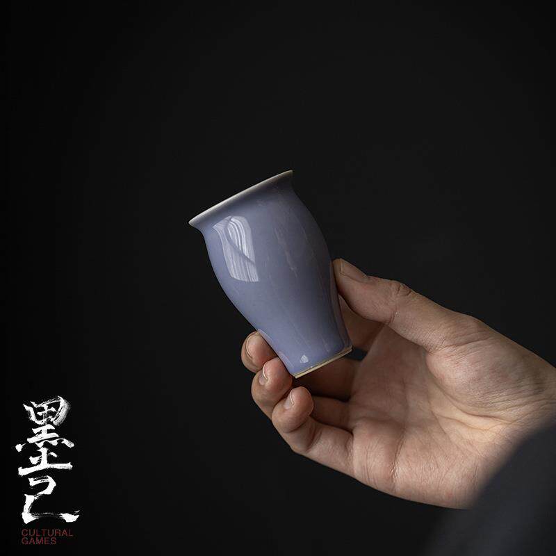 墨己 木槿紫手绘聚香杯 岁寒三友青花高款品茗杯 陶瓷品茶喝茶杯