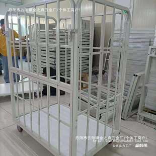 服装厂高栏周转车物料车间裁片布料车带缺口快递搬运车加厚手推车