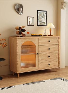 法式复古黑色实斗餐木柜客边厅靠墙EAF储物柜子中古风家柜用置物