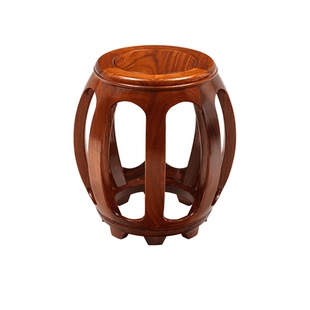 红木鼓凳花梨雕花古筝凳实木圆凳小矮凳鸡翅木家具坐墩绣墩酸枝色