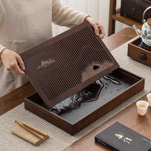 山外山大号家用茶盘新中式简约小型竹制干泡台茶盘轻奢茶托盘