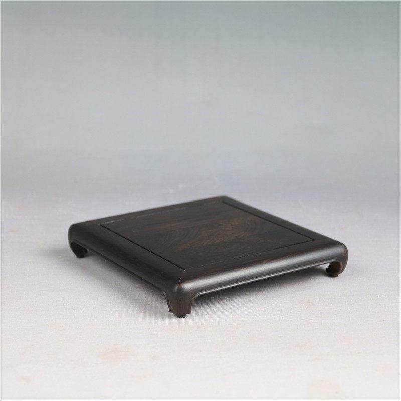 紫檀方印玉文万奇石花瓶盆景茶壶实木装饰品桌面底座木托盘