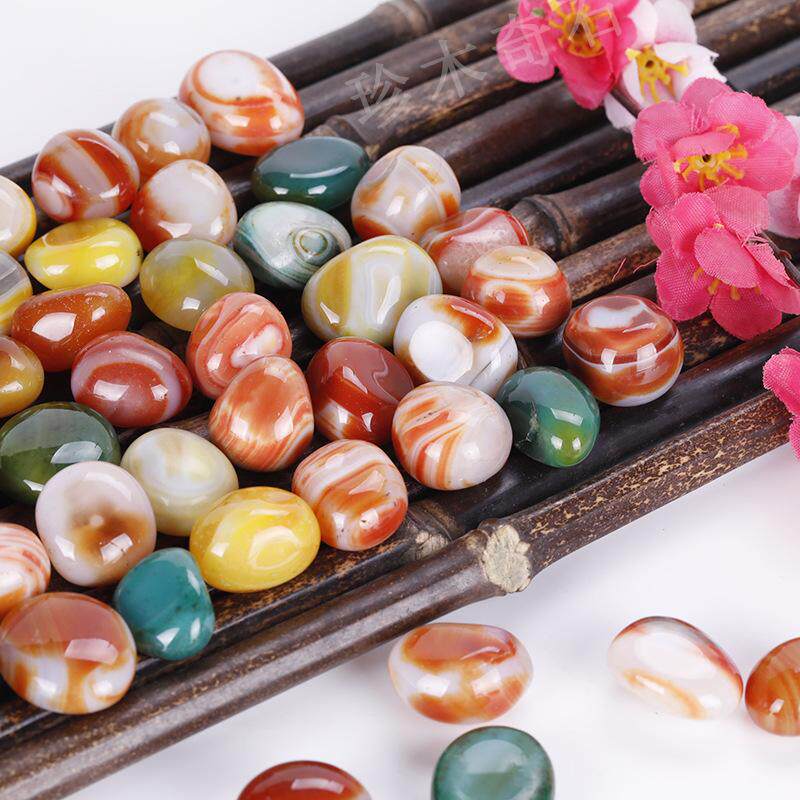 雨花石天然原石鹅卵石鱼缸造景石头水培花盆铺面装饰五彩色小石子