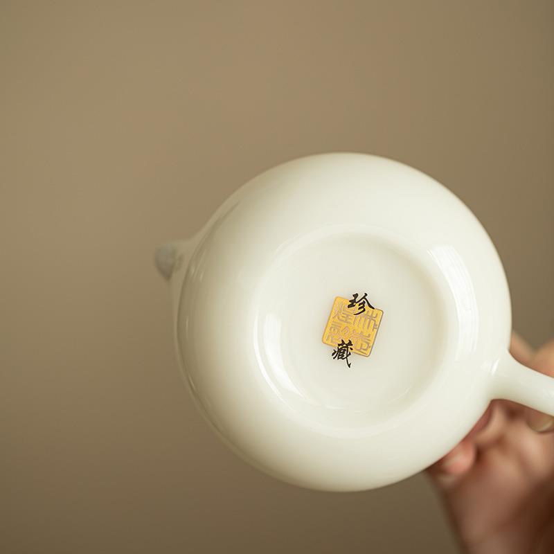璞玉纯白手工冰种羊脂玉瓷茶壶泡茶壶西施壶泡茶壶陶瓷茶具送礼装
