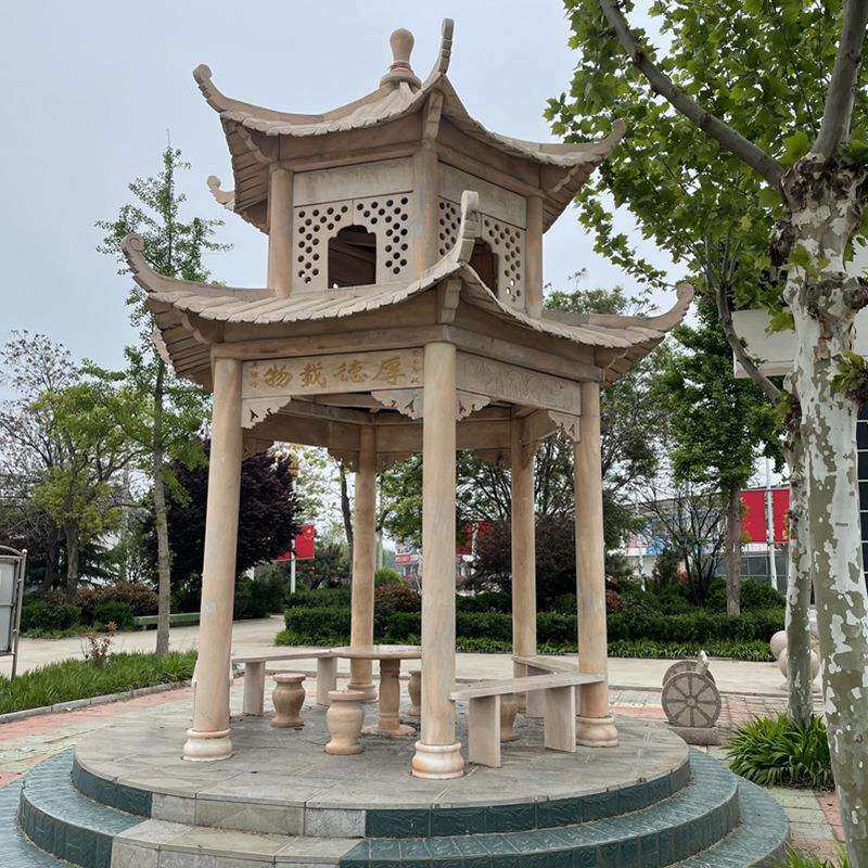 供应石雕凉亭花岗岩公园广场景区石凉亭户外亭子六角八角亭