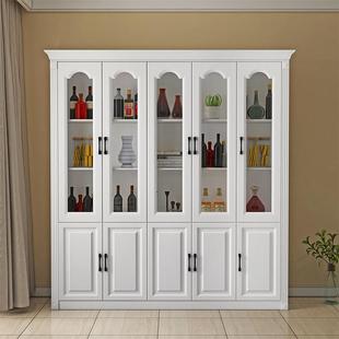 约现代大容量玻璃UND门示书柜书橱多能功展柜欧式 带抽简屉储物柜