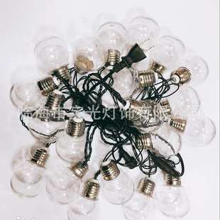 20头LED220V高压G50透明塑料圆球仿古螺纹球泡彩灯装 饰灯串婚庆