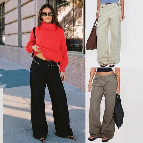 Paltrow Mid Rise Leg Cargo Jeans Cream Wide
