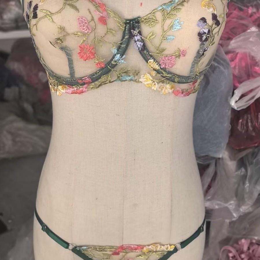 Sexy small bra floral sexy layer underwire thong single