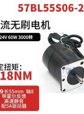 57直流无刷电机57BL55S06-230TF9无刷直流电机24V60W3000转高速