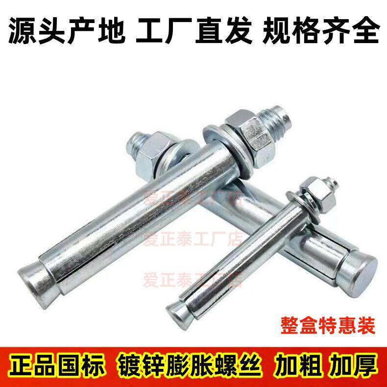 正国标镀锌膨胀螺丝大全加长加厚铁涨管金属空调蓬胀栓8mm6M10M12