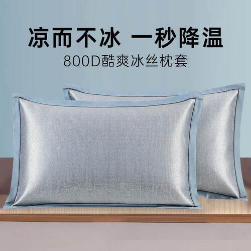 枕套夏季凉爽凉席冰丝单人家用可机水洗成人高档枕头套40cmx70cm