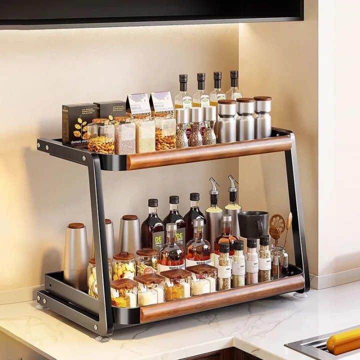 厨房调料架2026新款可抽拉厨房置物架台面多功能调料收纳架储物架