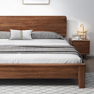 加宽胡桃木双人床2米x2米2大床实木2x22主卧大床1米8双人乘两米二