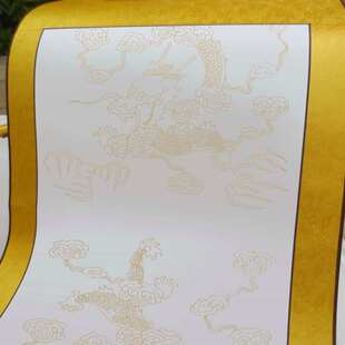 全绫精裱宣纸挂轴画轴红龙纹黄龙纹蓝龙纹空白卷轴藏文毛笔书法