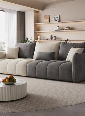 0J意式轻奢防水猫抓皮婴儿绒布艺客厅海绵简约三四人位直排组合沙