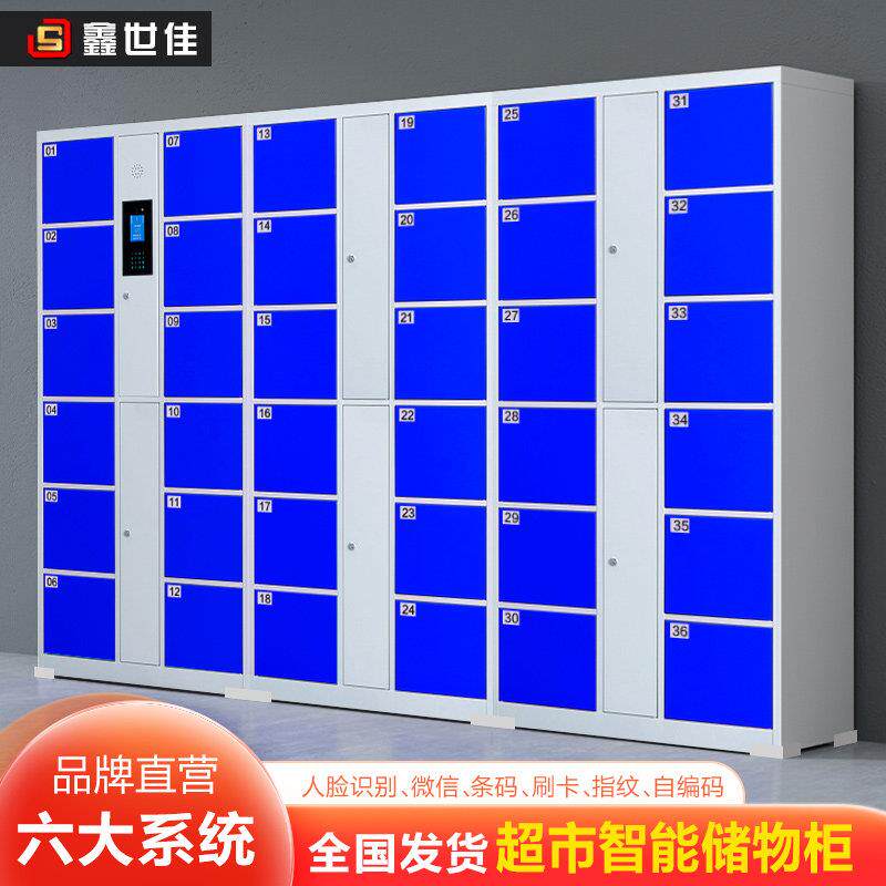 超市电子存包柜人脸识别指纹存放柜手机智能储物柜商场微信寄存柜