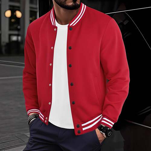 Men's Fleece-Lined Baseball Jacket | Vintage Bomber Style