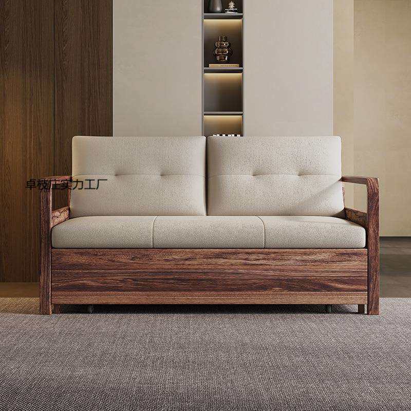 实折叠卓枝庄实沙发床两用中式家用小户型人伸缩客厅双木多功能书