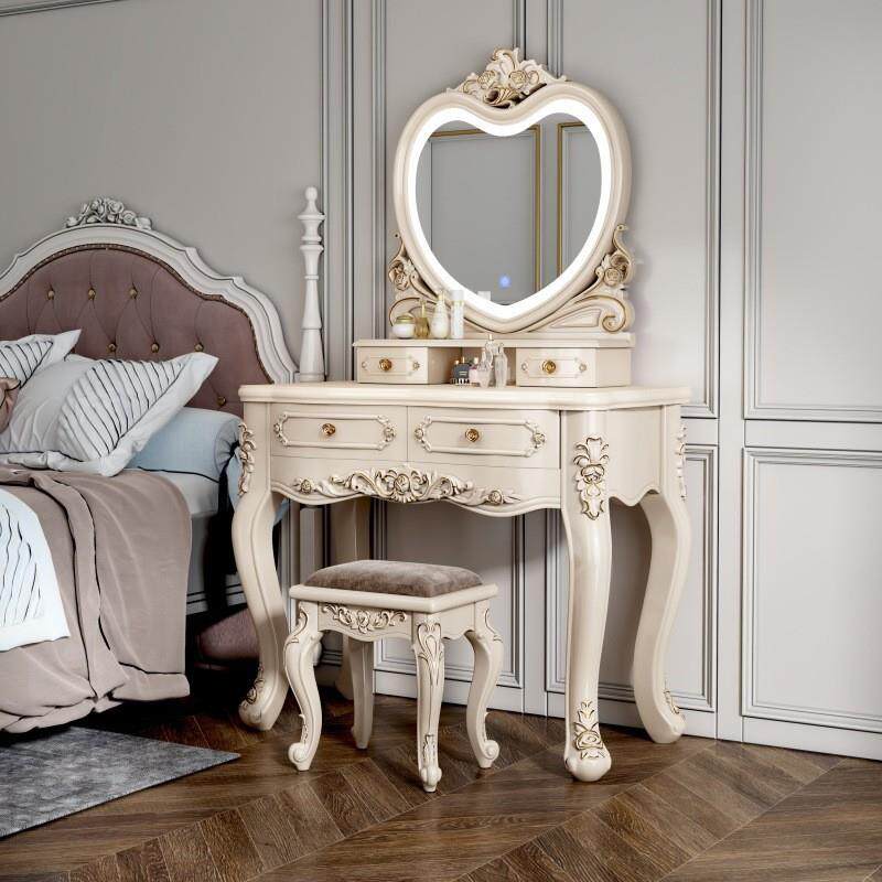 欧式梳妆台主卧室2025年新款轻奢高级小户型化妆镜梳妆桌书桌一体