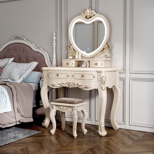 欧式梳妆台主卧室2025年新款轻奢高级小户型化妆镜梳妆桌书桌一体
