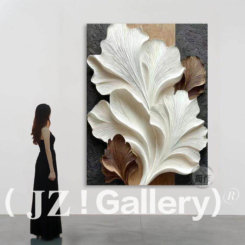 JZ《汇澜》别墅玄关立体浮雕挂画现代客厅沙发轻奢抽象木雕装饰画