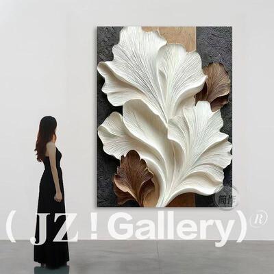 JZ《汇澜》别墅玄关立体浮雕挂画现代客厅沙发轻奢抽象木雕装饰画