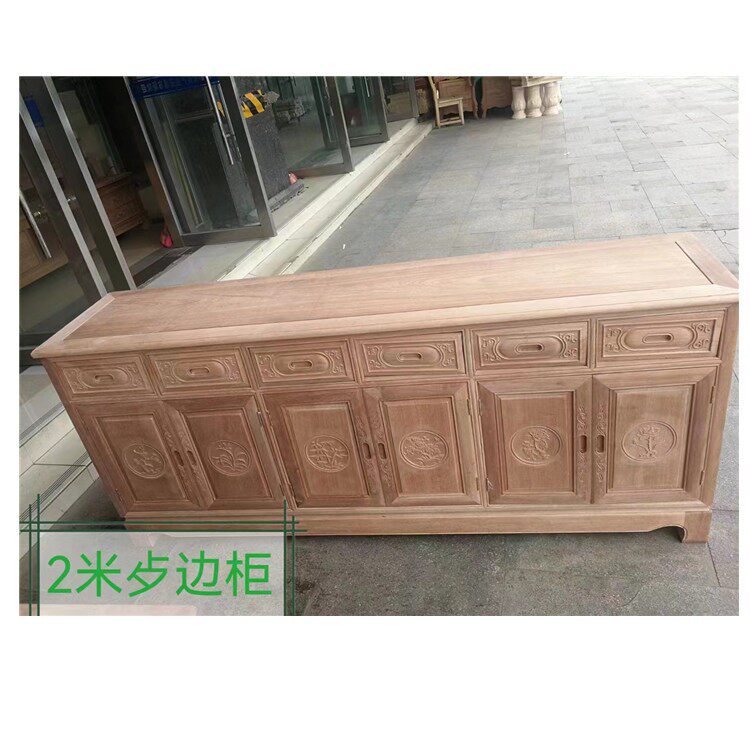 实木餐边柜格唐木菠萝格木白胚餐边柜古典雕花储物柜白胚格木碗柜