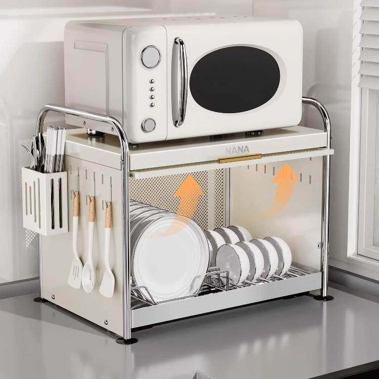 纳纳厨房碗柜碗碟收纳架不锈钢全密封碗盘沥水架家用放碗筷置物架