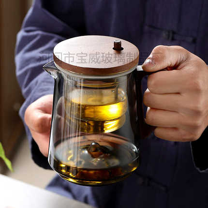 耐热玻璃泡茶壶新款家用按压式一键茶水分离滤茶耐高温飘逸杯茶壶