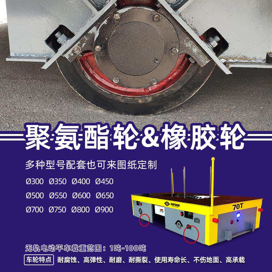 40吨无轨电动平板车遥控万向行走工业运料车蓄电池供电胶轮地平车