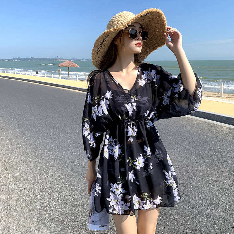 泳衣女分体三件套宽松大码胖mm显瘦遮肚肉保守2024新款泡温泉泳装