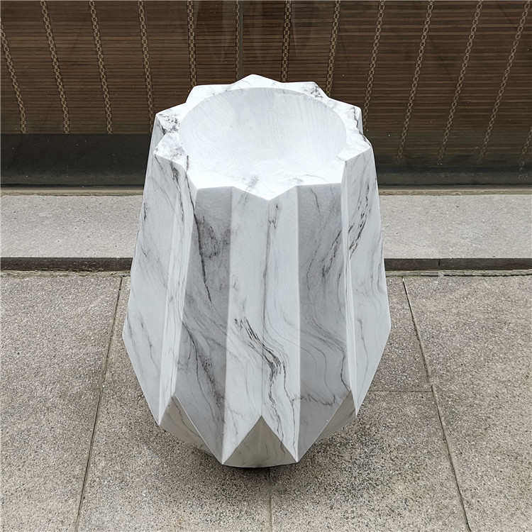 花瓶摆设折纸落公司仿真简约形大理家具玻璃钢石纹地大酒店花艺