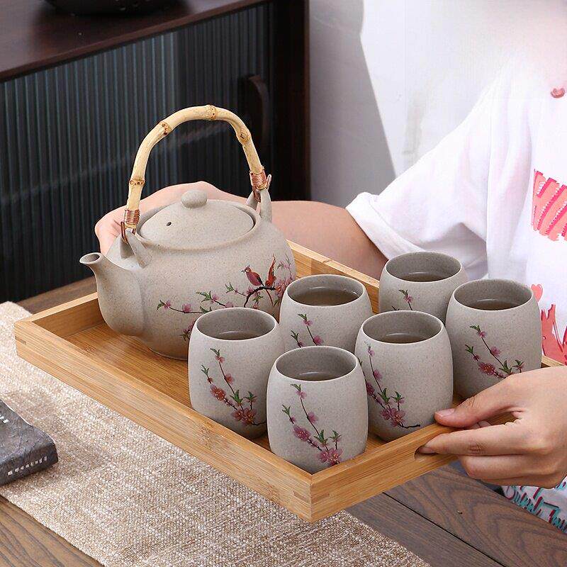 大号粗陶提梁壶茶具整套带过滤网茶壶中式陶瓷水具耐高温泡茶家用