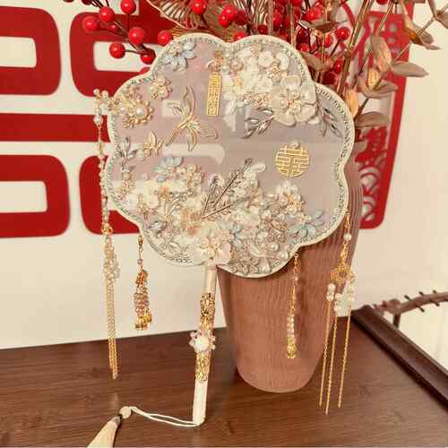 团扇新娘结婚秀禾diy材料出嫁成品婚礼喜扇中式扇子手工高级婚扇