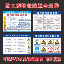 建筑工地生产区域重大危险源公示牌告知牌施工现场安全警示标语牌