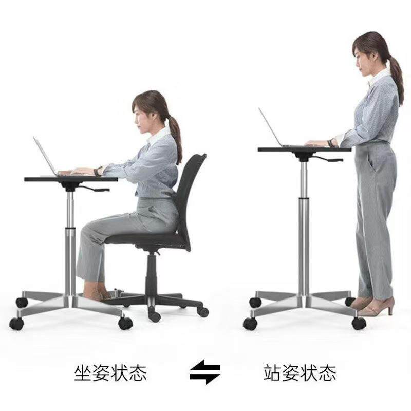 滑轮移动小桌子站立式工作台可升降床边桌气动升降电脑办公书桌