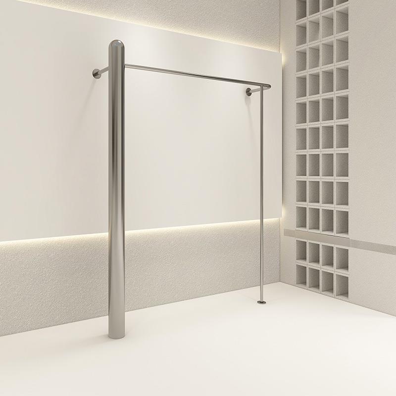 服装店展示架落地式不锈钢大管上墙挂衣杆女装店货架陈列道具架子