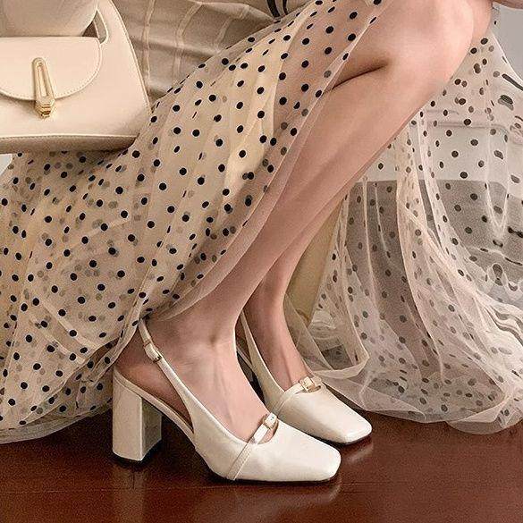 小众设计感气质高跟鞋春夏季新款复古简约休闲方头增高显腿长凉鞋,女鞋,浅口单鞋,淘宝优惠券,粉丝福利购,淘宝优惠卷