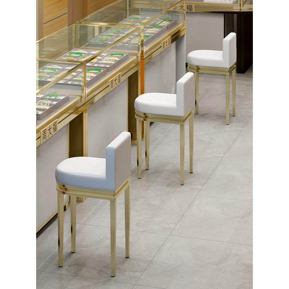 不锈钢吧台椅靠背眼镜珠宝店专用凳子前台收银台柜台现代高脚椅子