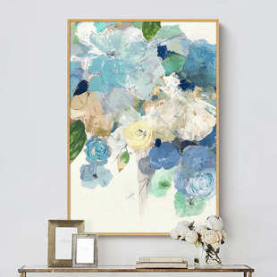 现代简约法式客厅装饰画美式轻奢玄关餐厅挂画高端纯手绘油画花卉
