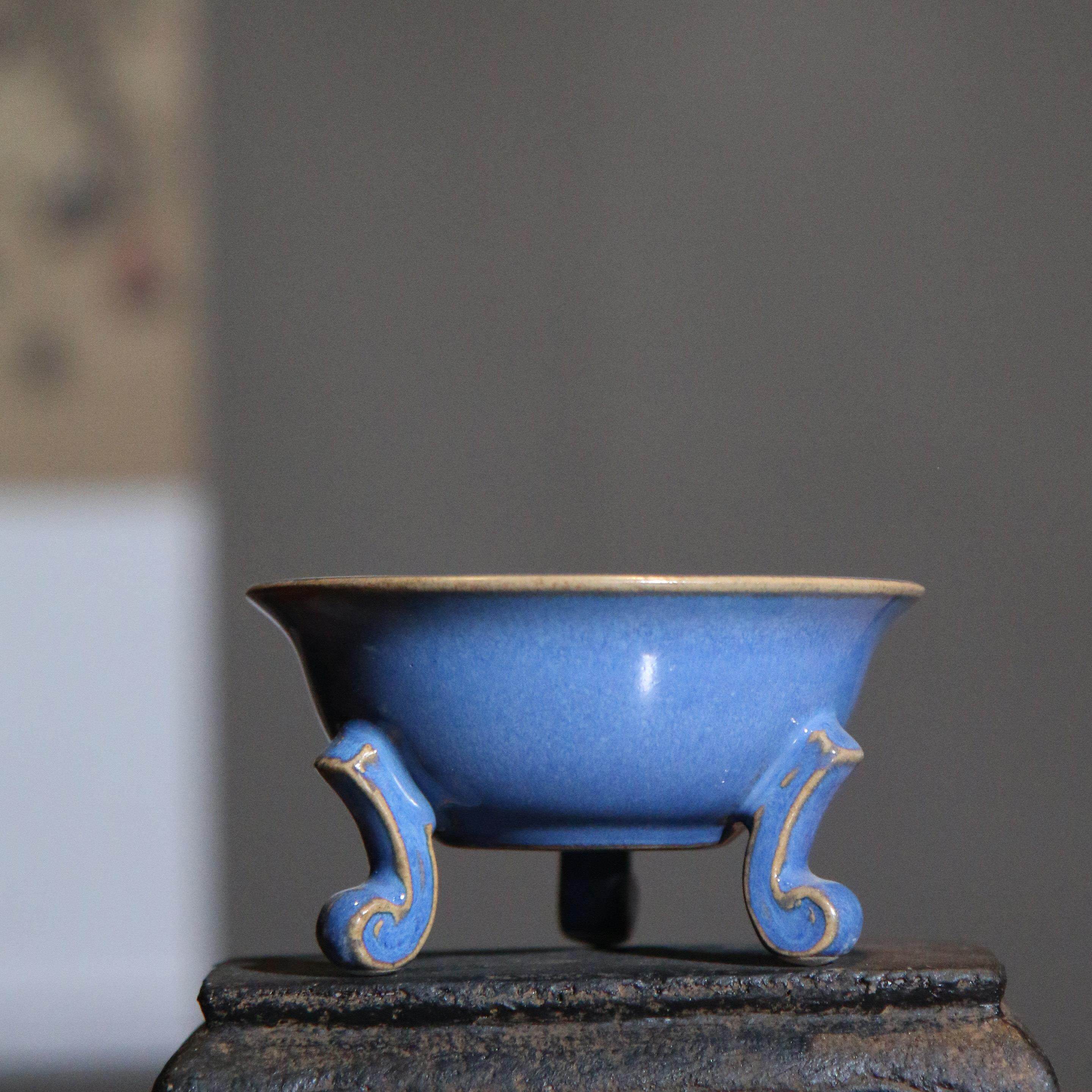 紫砂花盆陶瓷盆景盆彷古青瓷开片汝窑青铜器新品文堂盆