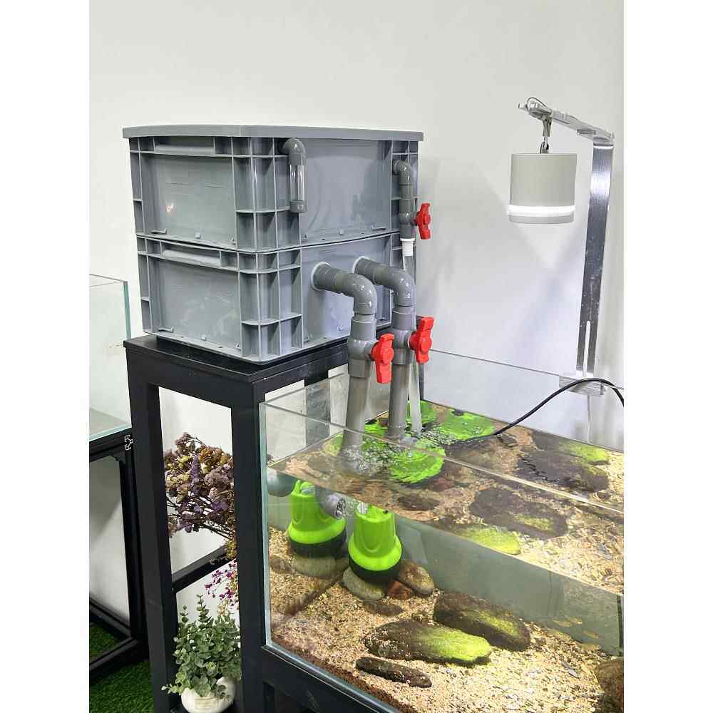 陶瓷圆形鱼缸专用氧气泵过滤器一体水循环系统净水循环三合一园型