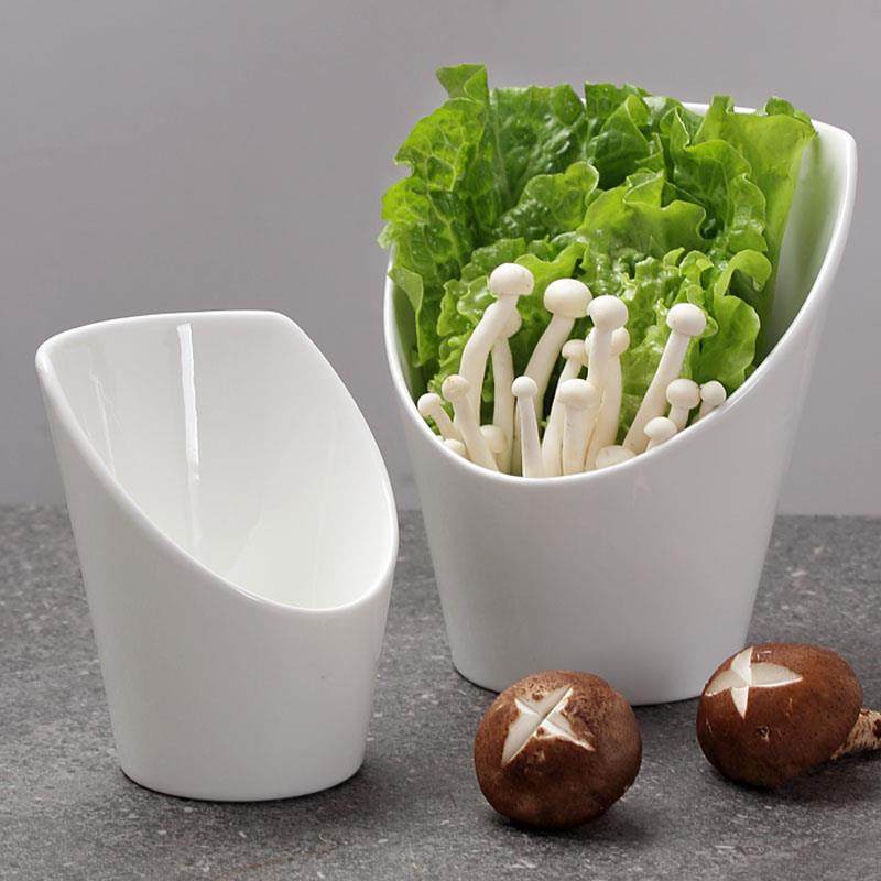 火锅蔬菜桶陶瓷生菜桶麻辣烫配菜碗蔬菜青菜斜口碗调料碗自助配菜