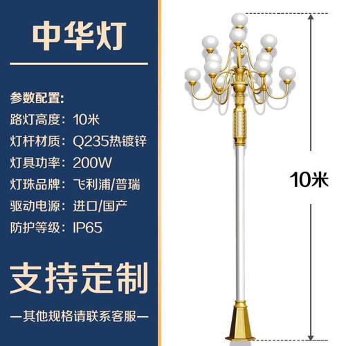 景观路灯厂家9米11米200W中华灯户外广场公园大型景观led防水路灯
