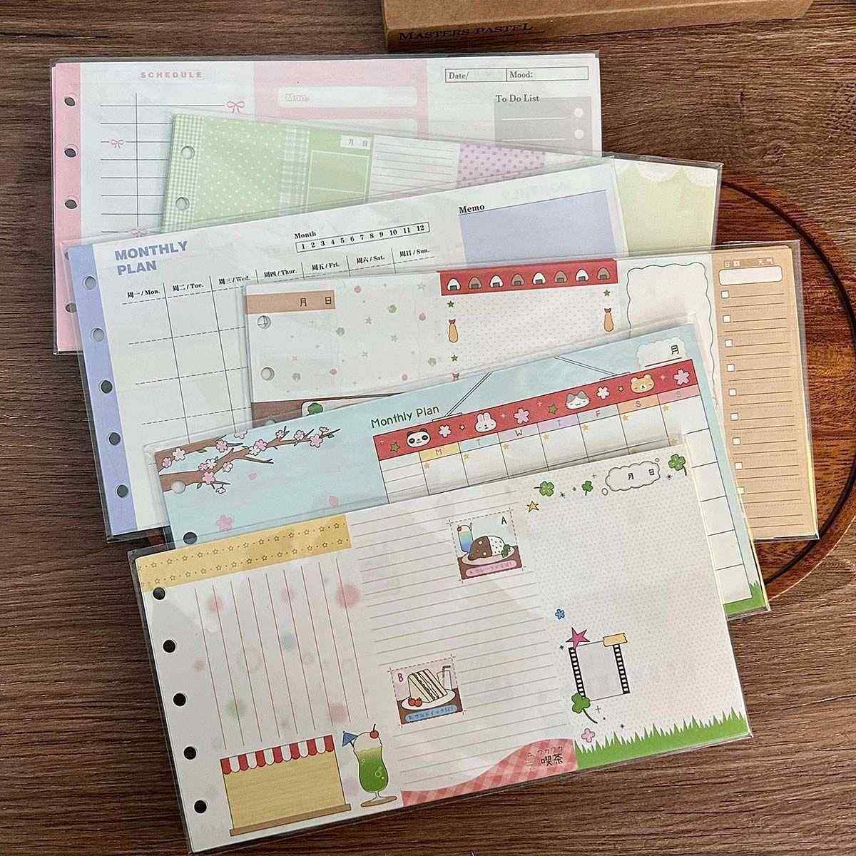 哇卡哇卡M5三折页活页替芯内页打孔周计划手账基础折叠